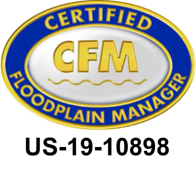 Certified Floodplain Manager certification badge held by Larry Higgins, MS, CFM of Ai Remco LLC